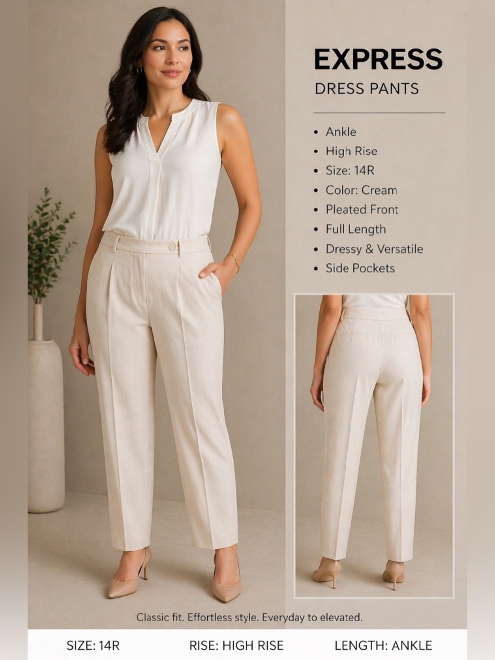 Express dress trouser pants Ankle High Rise women’s size 14 R